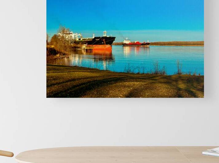 Two cargo on the river by Genevieve Gagnon