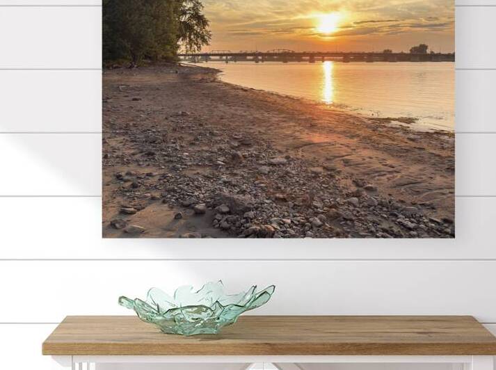 Sunset on a bridge Reproduction