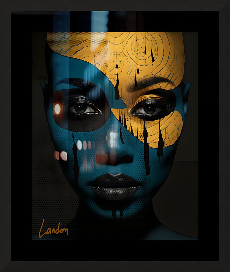 blue gold 4 Picture Frame print