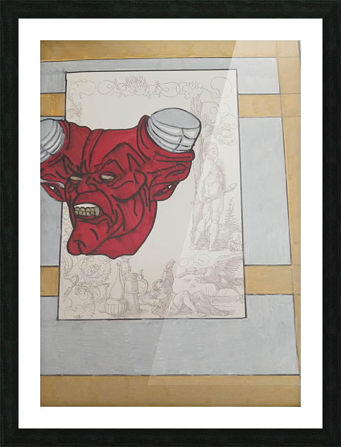 Devil cut horns silver and gold Picture Frame print
