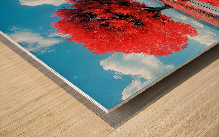 Scarlet Shore Wood print