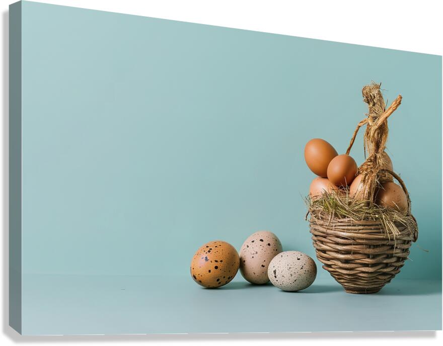 Background with quail eggs 2 Canvas Print
