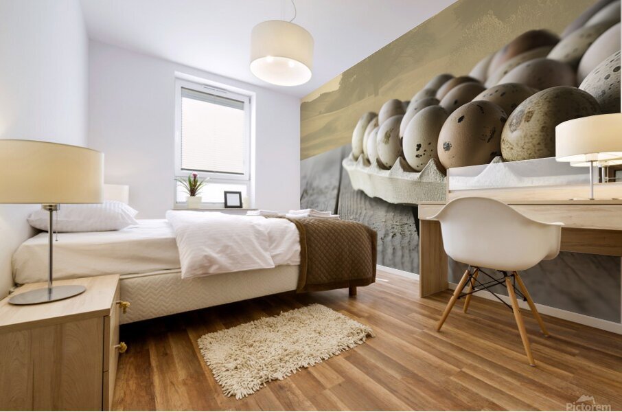 Background with quail eggs 3 Mural print