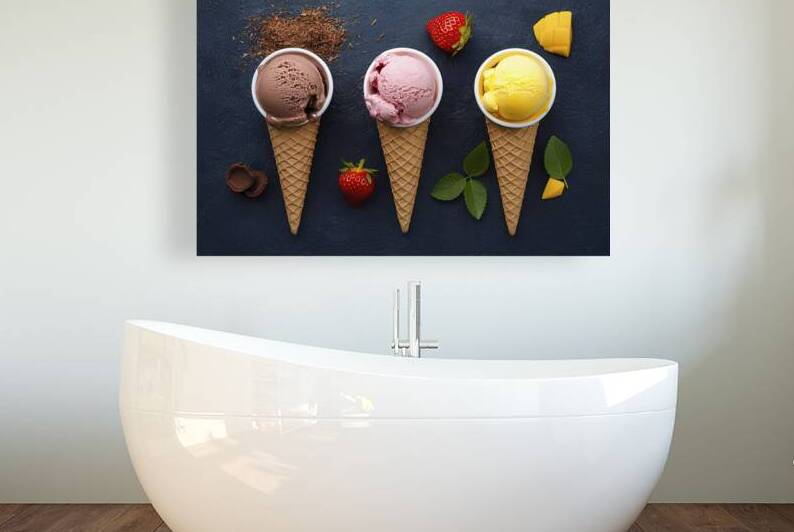 Top view of different ice cream with the ingredie by Romeu Hurmuzache
