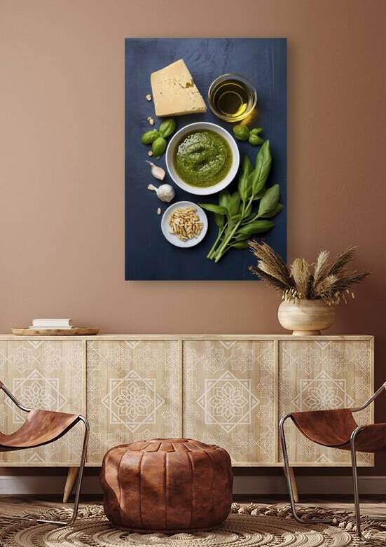 Parmesan cheese olive oil basil garlic  pine nuts by Romeu Hurmuzache