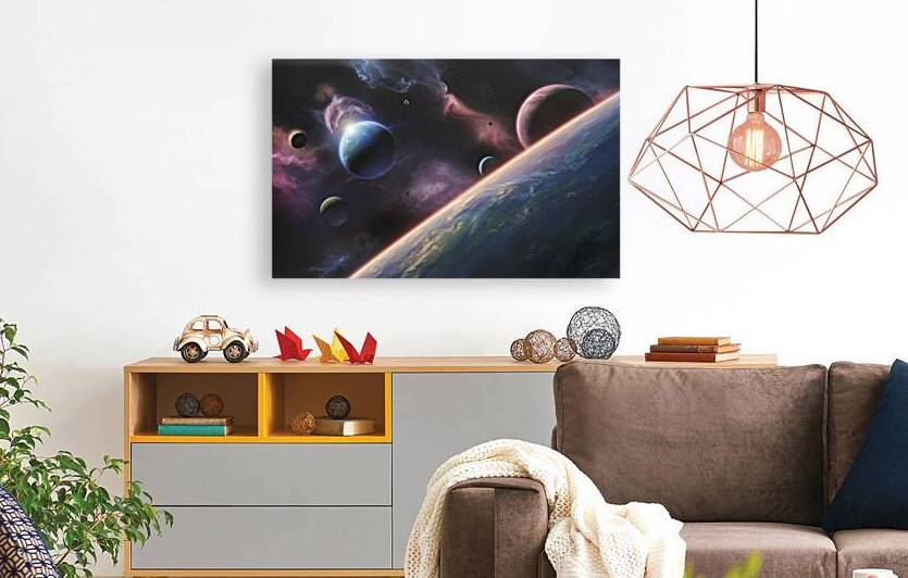 Space background with planets and nebula 1 by Romeu Hurmuzache