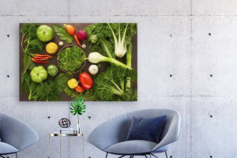 Top view of fresh organic vegetables in green col by Romeu Hurmuzache