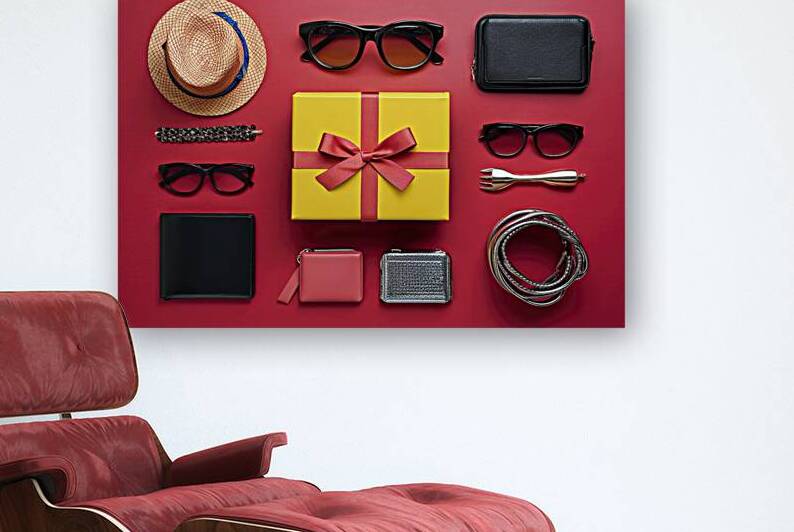Flat lay of women s accessories over the red back by Romeu Hurmuzache