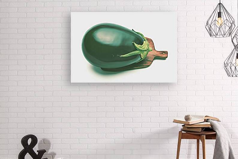 A single ripe green eggplant or aubergine 2 by Romeu Hurmuzache