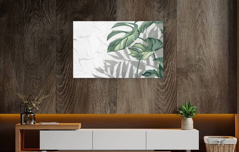 Tropical leaves natural shadow overlay on white t by Romeu Hurmuzache