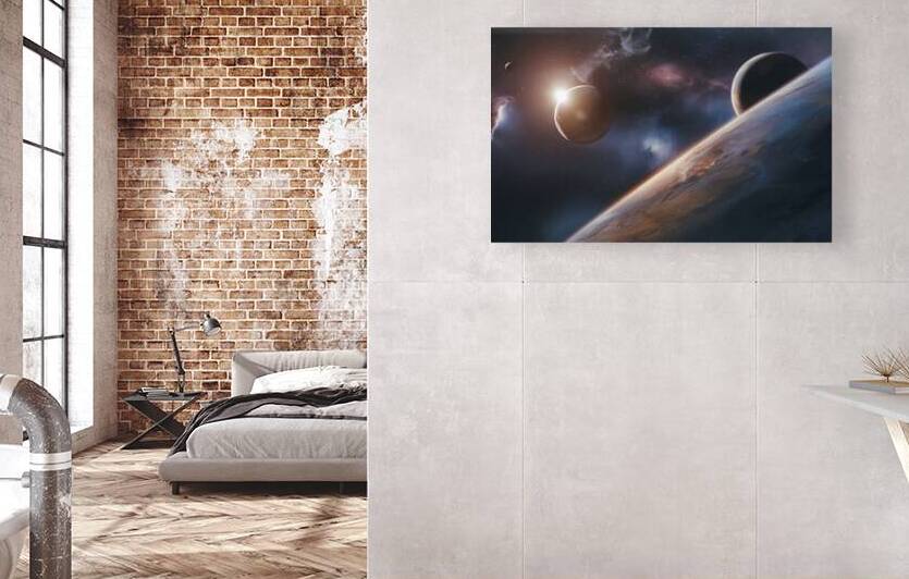 Space background with planets and nebula 2 by Romeu Hurmuzache