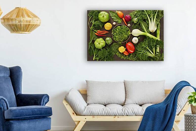 Top view of fresh organic vegetables in green col by Romeu Hurmuzache