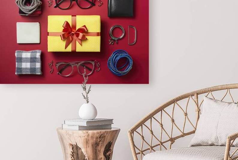 Flat lay of women s accessories over the red back by Romeu Hurmuzache