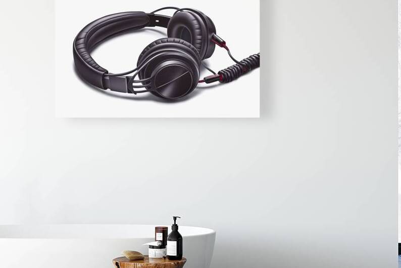 A pair of headphones predominantly black in color by Romeu Hurmuzache