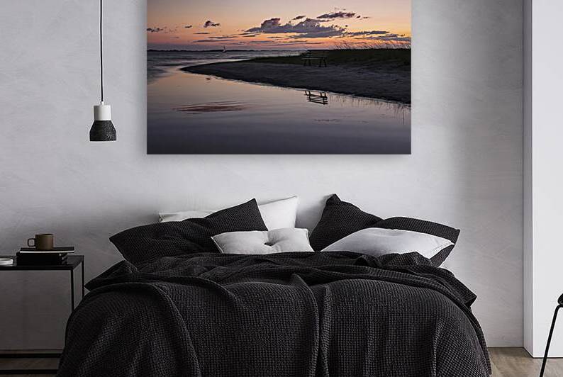 A serene evening scene by a waterfront 3 by Romeu Hurmuzache