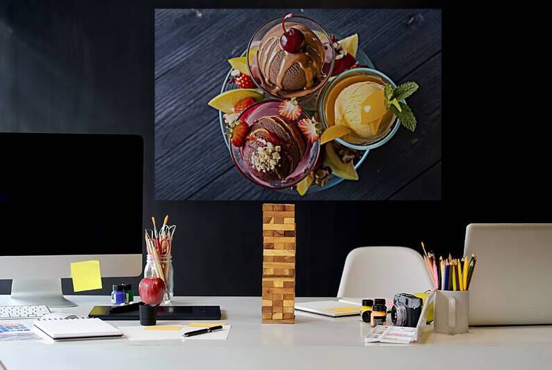 Top view of different ice cream with the ingredie by Romeu Hurmuzache