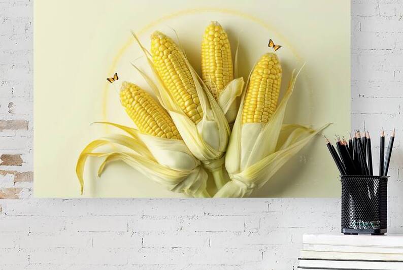 Sweet corn ears on white background 3 by Romeu Hurmuzache