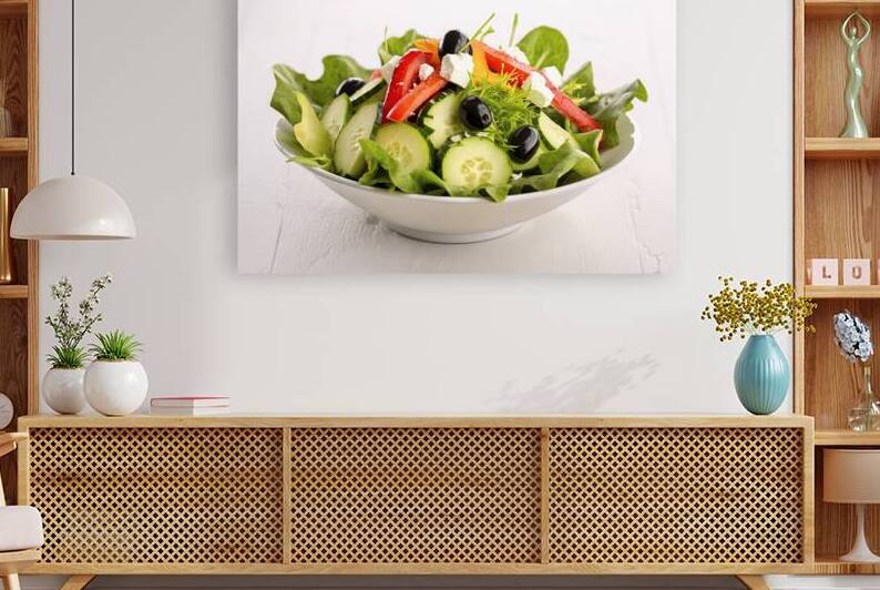 The salad consists of sliced cucumbers red bell p by Romeu Hurmuzache