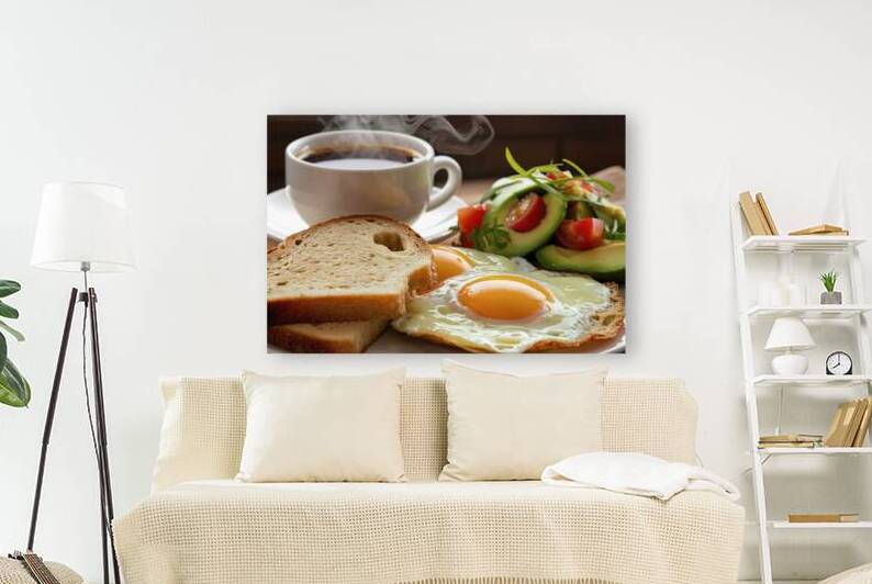 Breakfast served with coffee bread fried eggs avo by Romeu Hurmuzache
