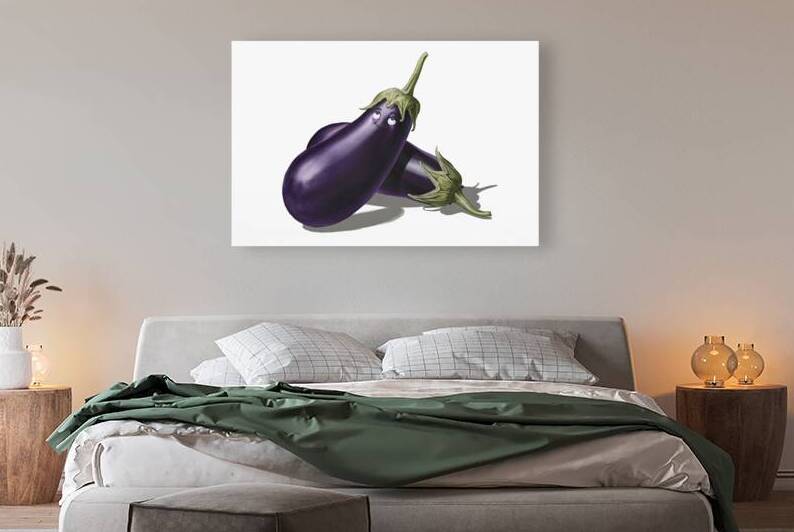 Two eggplants with one slightly overlapping the o by Romeu Hurmuzache