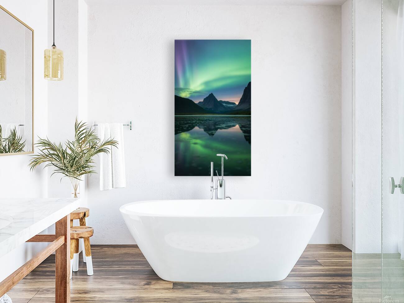 a photograph of a serene mountain landsc 17Z88yDa Reproduction