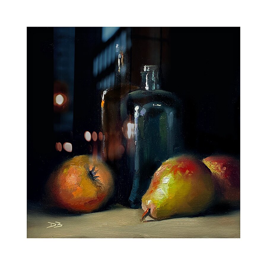 Bottles & Pears Picture Frame print