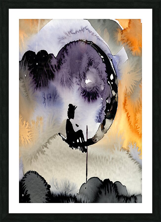fishing on moon Picture Frame print