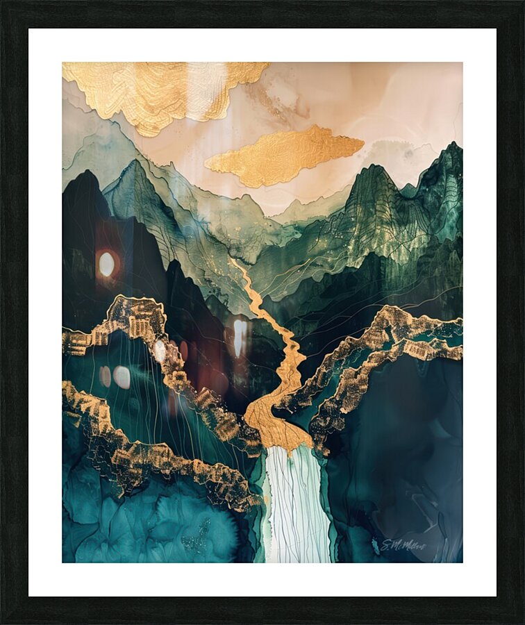 Mountain Waterfall  Picture Frame print