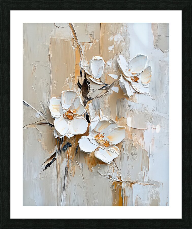 Plaster Flowers  Picture Frame print