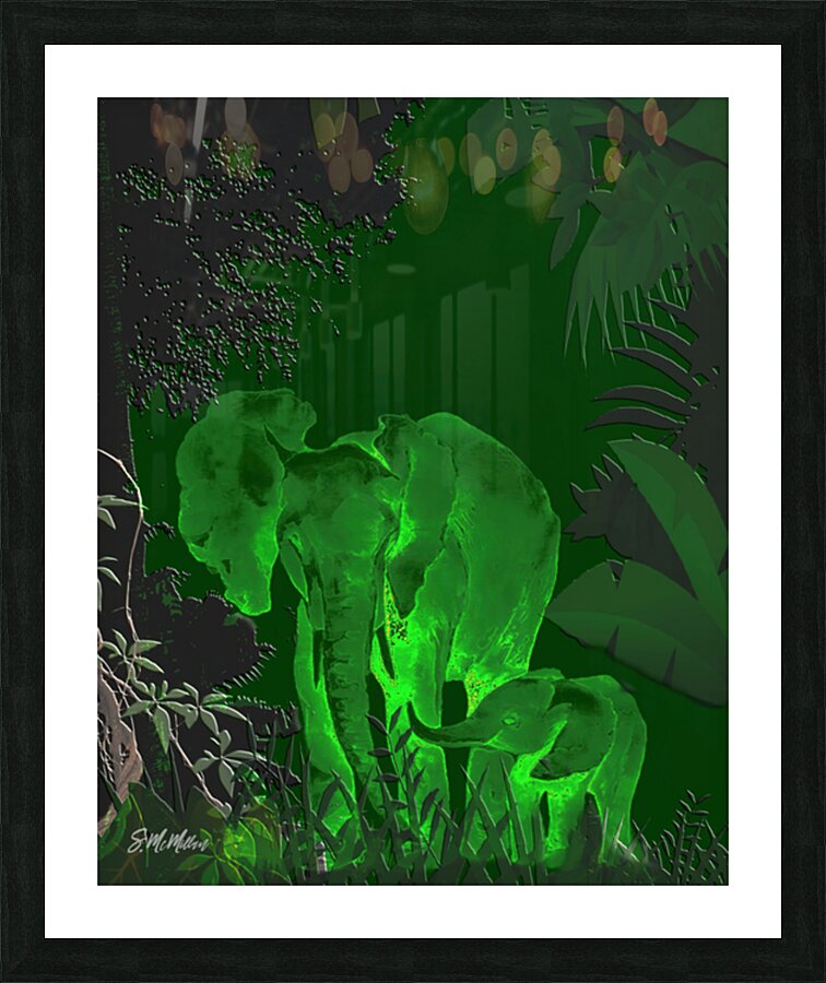 Elephant Night Walk Picture Frame print
