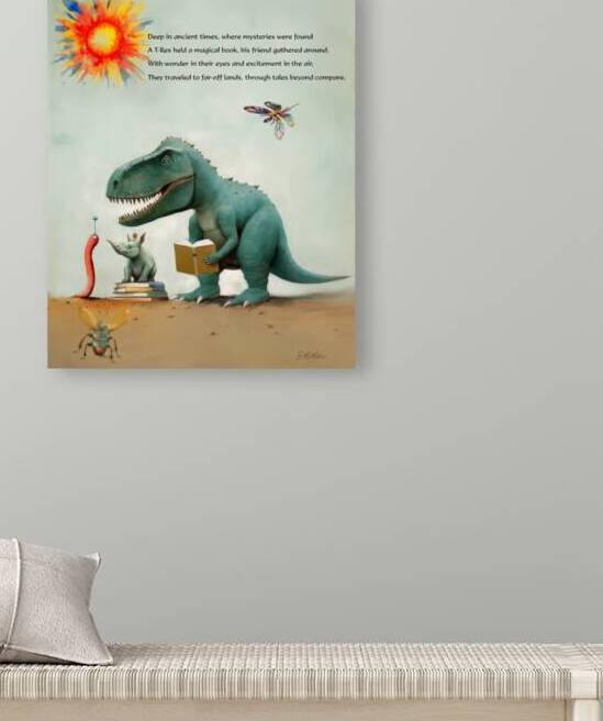 T Rex Reading to Friends Reproduction