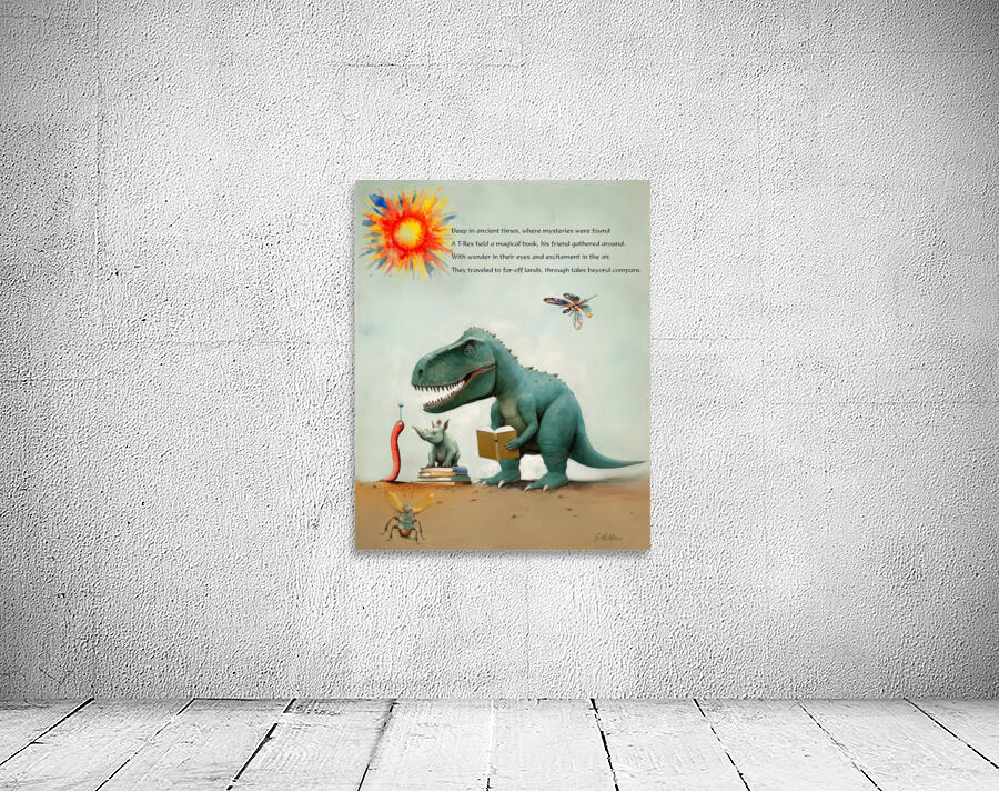 T Rex Reading to Friends Wall Preview