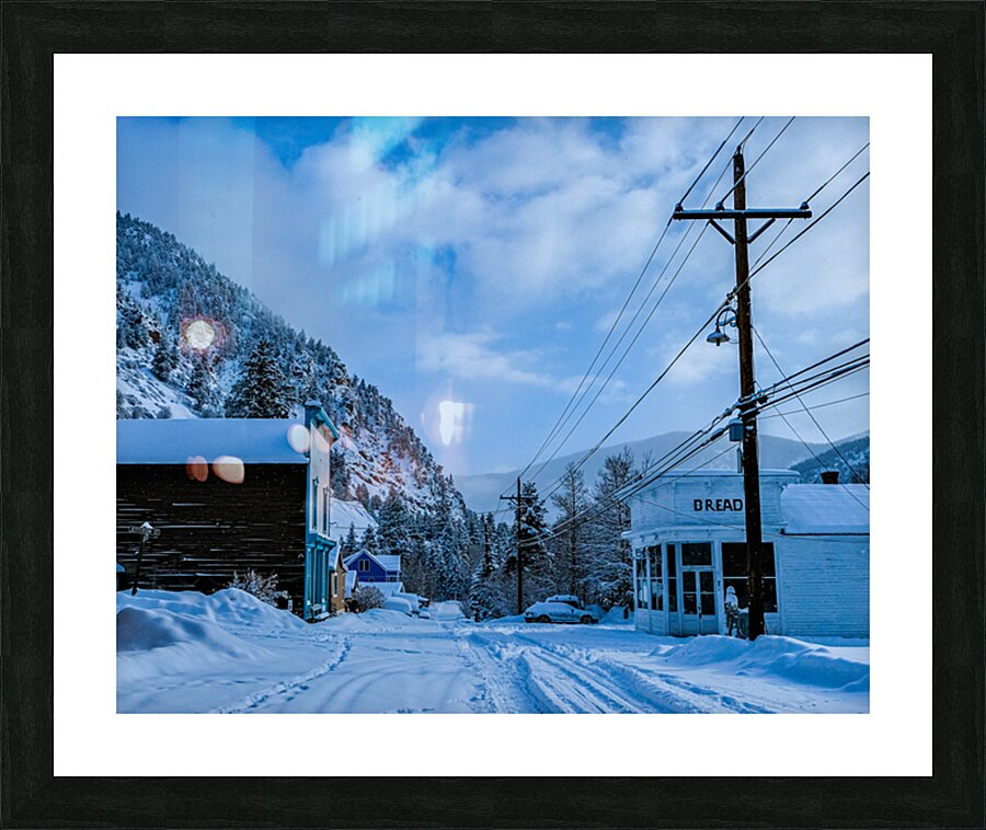 Winter Mountain Town Picture Frame print
