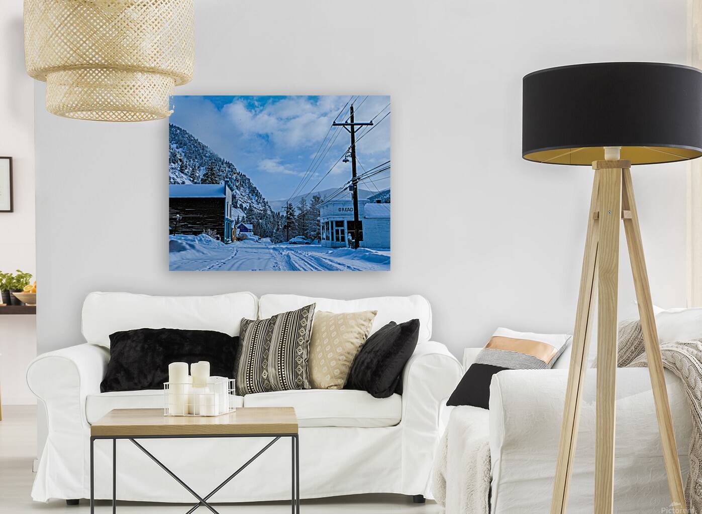 Winter Mountain Town Reproduction