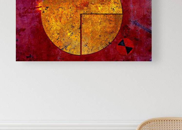 6 Circle Of Gold On Red by Lawrence Costales