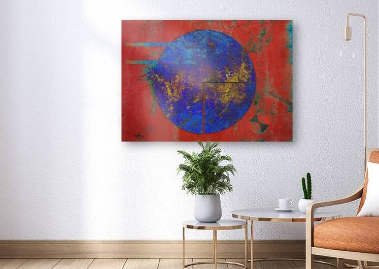 6 Circle of Blue and Gold on Red by Lawrence Costales