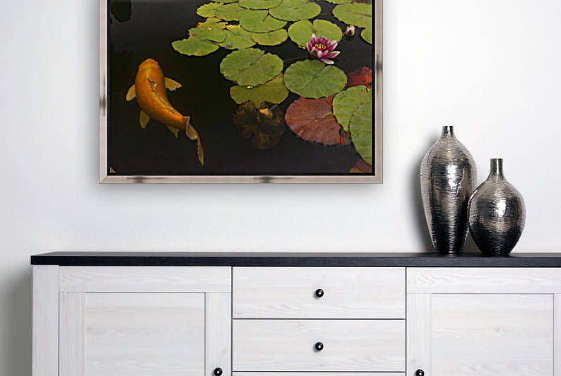 Orange Koi And Flower by Lawrence Costales
