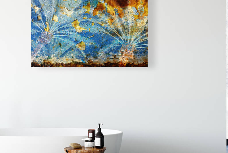 1p Rusted Blue Palms 2 by Lawrence Costales