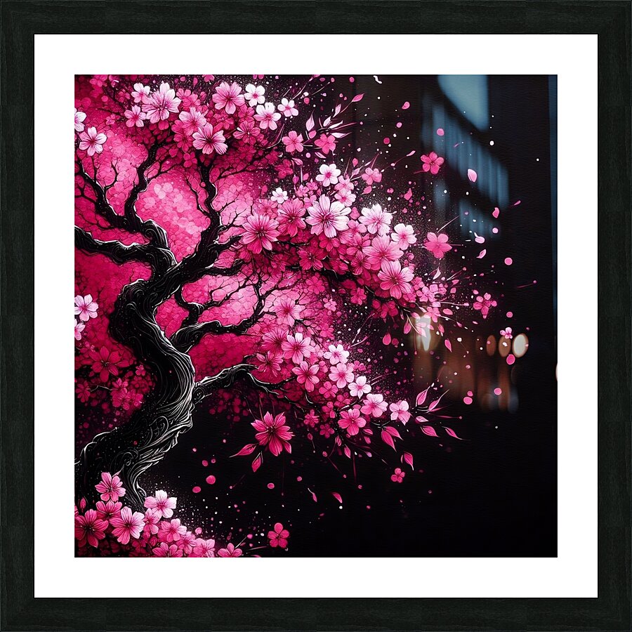Sakura Noire: A Dark Fantasy Blossom by nabilnigga Wall Art