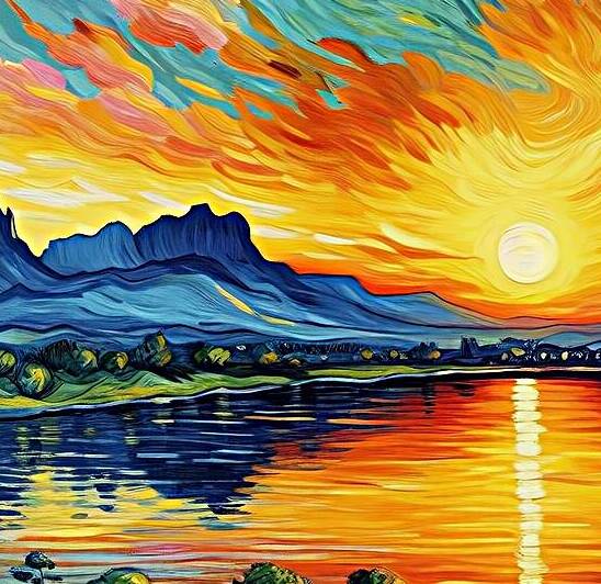 Sunset Serenity: A Captivating Post-Impressionist Masterpiece by Vincent van Gogh by nabilnigga