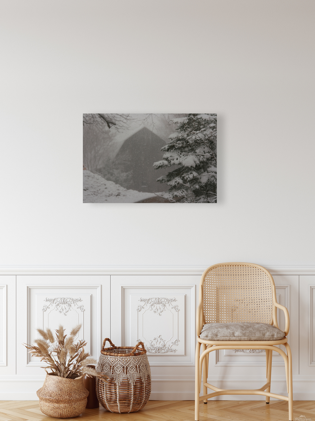 Barn in snow  Reproduction