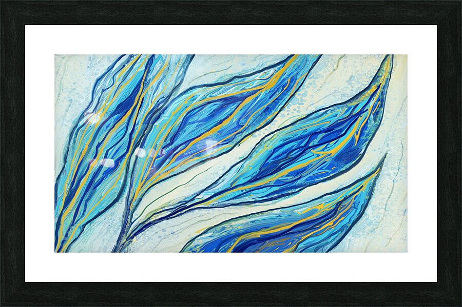 Blue Leaves Picture Frame print