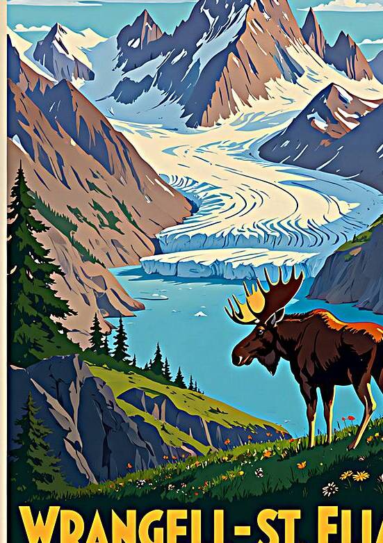 Wrangell–St. Elias National Park vintage travel poster 4 by Artgoos