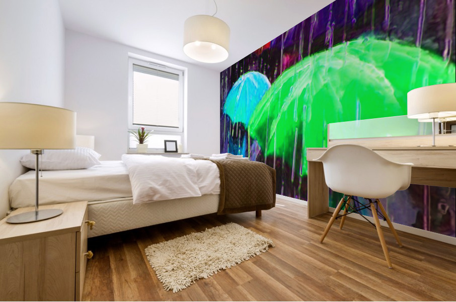 Raining in Paris  Mural print