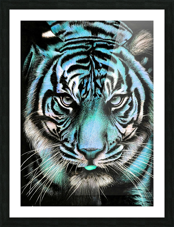 Tiger Blue Picture Frame print