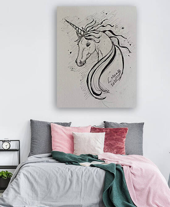 Monochrome Magic Unicorn perfect any wall by LeGustavienne