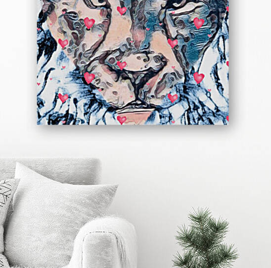 Head Of Lion Floating  Hearts by LeGustavienne