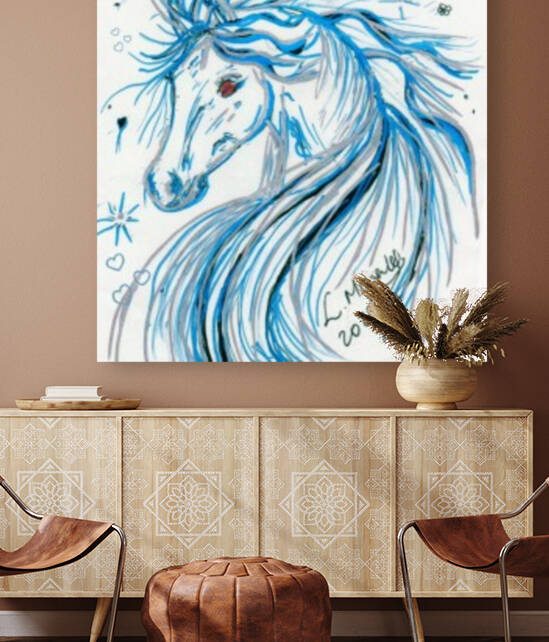 Large Blue Magical Heart Unicorn by LeGustavienne
