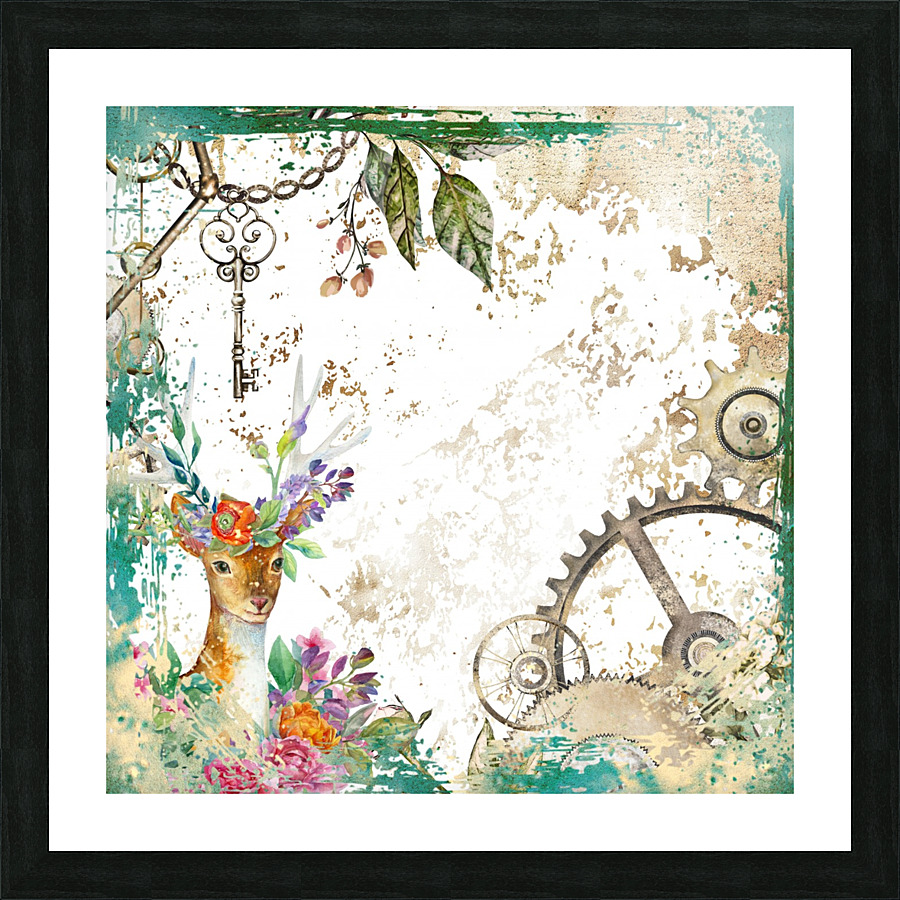 Cogs Deer Picture Frame print