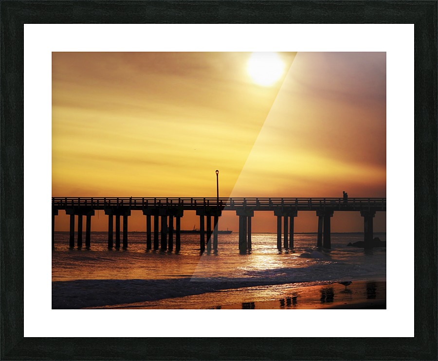 Gold Sunset Over Bridge Picture Frame print